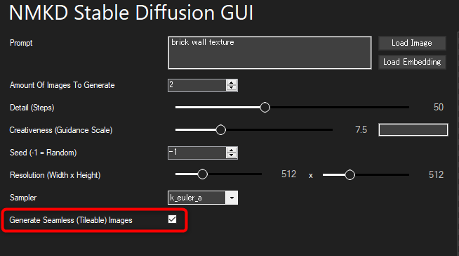 NMKD Stable Diffusion GUI 1.3.0 の新機能：シームレス画像の作成