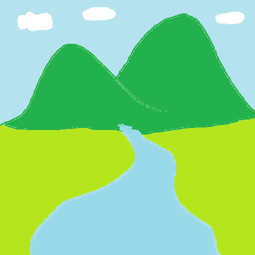 Stable Diffusionのimg2imgで使うために適当にMSペイントで描いた山と川の絵