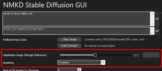 NMKD Stable Diffusion GUI のimg2img設定画面の説明