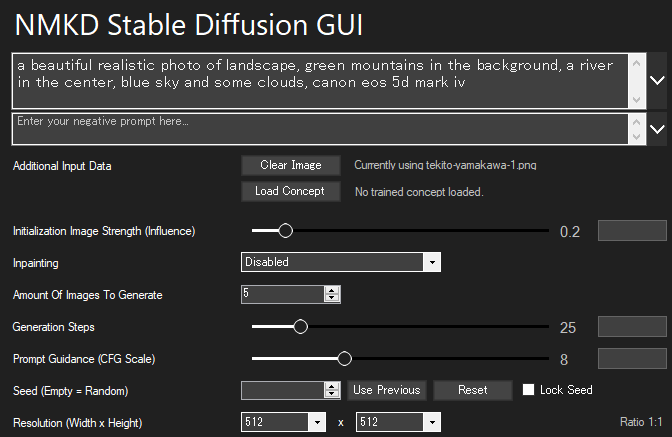 NMKD Stable Diffusion GUIでimg2imgにおける設定項目