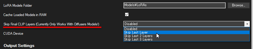 NMKD Stable Diffusion GUIでのモデルのCLIP Skip値の設定
