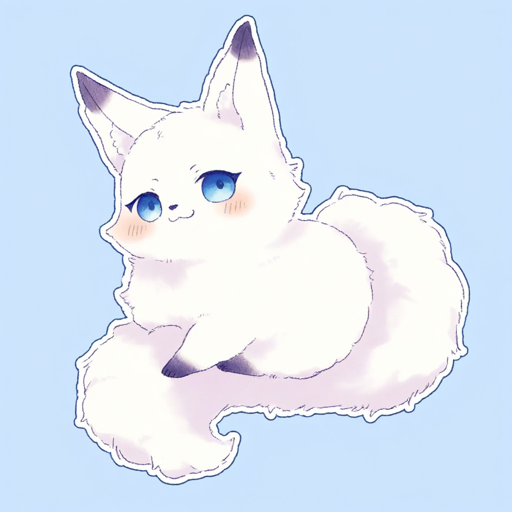 Stable Diffusion で Illustrious XL 1.1 モデルを使って生成したかわいい動物キャラ(キツネ、アニメ寄り)のイラスト