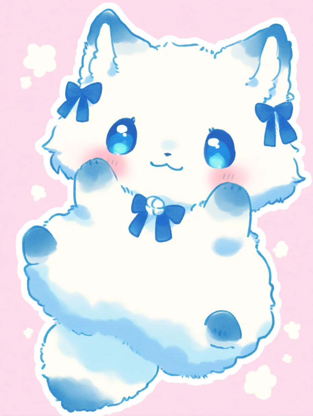 Stable Diffusion で Illustrious XL 1.1 モデルを使って生成したかわいい動物キャラ(白いキツネ)のイラスト