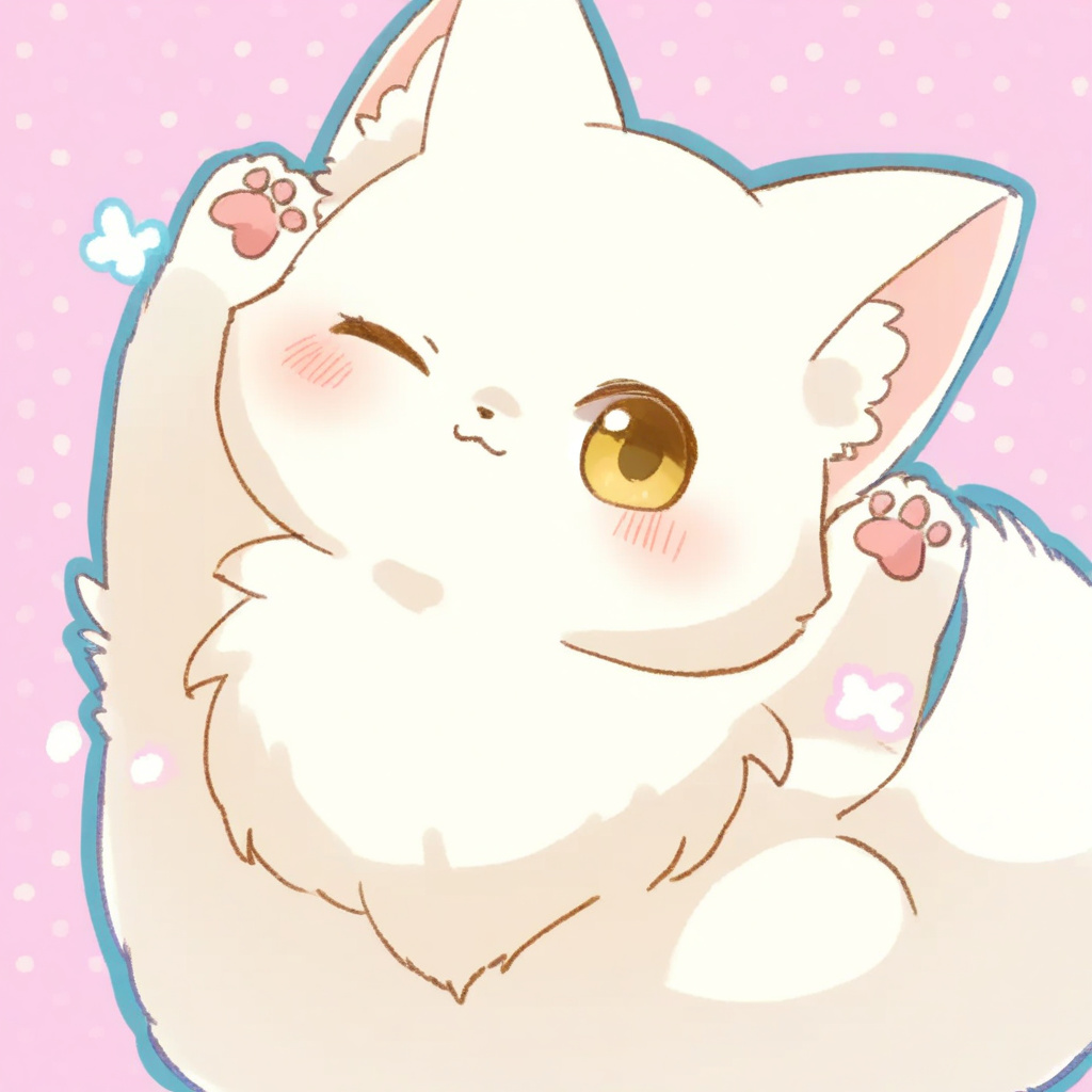 Stable Diffusion で Illustrious XL 1.1 モデルを使って生成したかわいいケモノキャラ(ネコ)のイラスト
