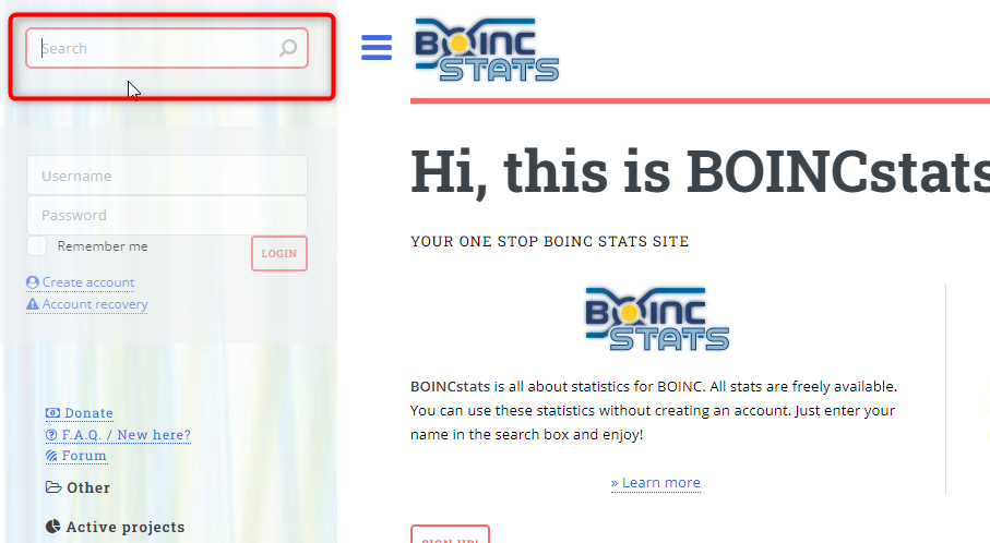 BOINCで自分の成績や国内・世界ランキングを確認する方法:ユーザー名で検索
